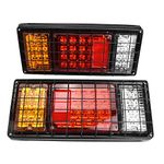 Universal LED Tail Revers Light Brake Light with Steel Net Cover, 2PCs 12V 40LEDs Car Vehicle Tail Light Back Indicator Lights for Trailer Truck Boat, Durable High Bright Tail Light Plastic + Aluminum