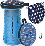 ALEVMOOM Upgraded Portable Collapsible Stool with Cushion Telescoping Stool with Painting Retractable Folding Stool Sturdy Capacity 440Ibs Camping Stool for Outdoor Hiking BBQ with Bag Carabiner