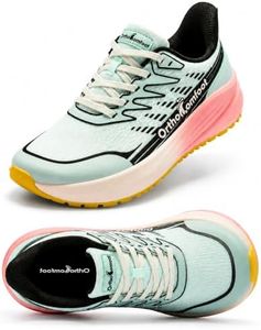 OrthoComfoot Women's Orthopedic Wide Walking Shoes, Plantar Fasciitis Orthotic Neuropathy Arch Support Heel Pain Relief Sneakers, Breathable Training Sport Trekking Daily Shoes Mint Size 7.5