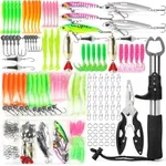 101 PCS Fishing Lures, Fish Lip Gripper，Fish Controller, Crankbaits, Hooks, Weights, Other Accessories, Fishing Lure Bait Gear Equipment Kit Gift for Men Freshwater Bass (Lures101)