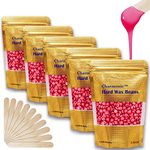 17.5 Oz Hair Wax Beans by Charmonic, Hard Body Wax Beans, Hair Removal Depilatory Wax European Beads for Women Men 500g/1.1 lb (Rose)