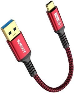 SUNGUY Câble USB C,15 cm Câble USB C vers USB 3.1 GEN 2,10Gbps Câble USB Type C Compatible avec Android Auto, Galaxy S8/S9 Plus/S20, Huawei P20/P30, Xperia XZ/Z5, Pixel 8, etc-Rouge