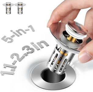 2 Pack Bathroom Sink Stopper, Pop-Up Drain Stopper with Hair Catcher, All Metal Brass Core & Stainless Steel, Anti-Clog Bathroom Sink Drain Strainer, Universal Fit 1.1"–2.36"
