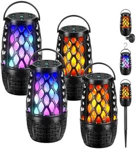 Upgraded Outdoor Speakers With Flame light, Outdoor Bluetooth Speakers With Colorful LED, IPX6 Waterproof Gifts for Men, Auto-Sync Up to 100 Speaker, BT 5.3 HD Surround Sound, for Patio/Yard/Porch