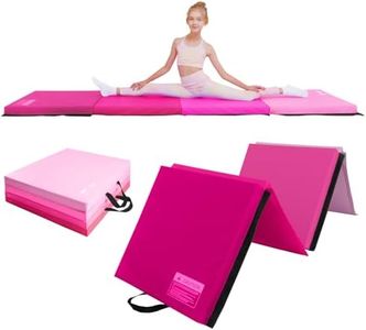Kangaroo Hoppers Gymnastics Mat, Tumbling Mat for Kids, Foldable Tumble Mat for Gymnastics for Home with Velcro, 8 FT x 2 FT x 2", PVC Leather, Gradient Pink