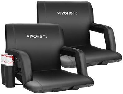 VIVOHOME Portable Reclining Stadium Seat Chairs for Bleachers with Padded Backrest and Adjustable Armrests, Set of 2