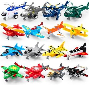 JOYIN 16 Pcs Pull Back Airplane Toys, Boys Plane Playset, Aircraft Incl Helicopter Toys, Fighter Jet Toys, Bomber Toys, Biplane Toy, Gifts for Toddler Kids 3+ Years Old, Kids Presents Toys