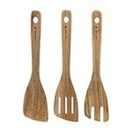 Navaris Left Handed Spatula Set (3 Pieces) - Wood Lefty Turner Spatulas for Cooking - Kitchen Utensil Turners for Lefties - Wooden Acacia Utensils