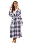 Devirld Plush Robes Fleece Womens Robe, Fuzzy Fluffy Women's Bathrobe Soft Warm Female Bathrobes Long