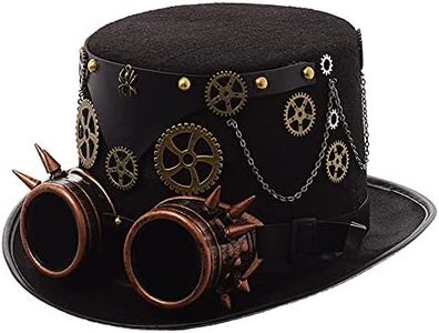 GRACEART Steampunk Top Hat for Women Gothic Gears for Men with Removable Goggle