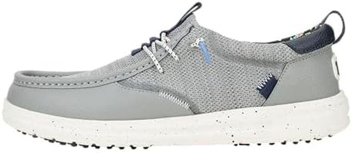 HEYDUDE Mens Wally Golf Essentials Monument Grey/White Size 12 | Lightweight Mesh Golf Shoes | Breathable Spikeless Traction | Easy On Comfort Fit