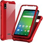 Ailiber Phone Case for ATT Calypso 3, AT&T Calypso 3(U328AA) Case with Screen Protector, Dual Layer Structure Protection, Shock-Absorbing Corner TPU Bumper, Heavy Duty Phone Cover for ATT Calypso3-Red