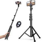 Professional 2 in 1 Selfie Stick Tripod, Extends to 51.6 inch Stable Travel Video Stand with Bluetooth Remote, Compatible with iPhone 11 Pro Max/11 Pro/11/XS Max/X, Samsung Note 10 Plus/S20/S10,Camera