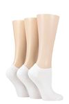 Elle Ladies Bamboo Ribbed No Show Socks Pack of 3 White 4-8