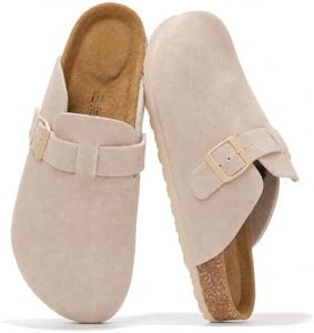Project Cloud Mens Clogs - Full Grain Genuine Leather Memory Foam Clogs for Men Arch Support Cork Footbed - Non Slip Platform Mules (Brooklyn, SANMONOSUEDE,13)