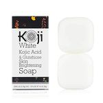 Koji White Kojic Acid & Glutathione Skin Brightening Soap for Body & Face Exfoliating, Hydrating and Cleansing Bar for Reduce the Appearance of Fine Lines and Wrinkles, Vegan, 2.82 oz (2 Bars)