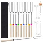 10 Pack Barbecue Forks Kit,31-81 cm Extendable Marshmallow Roasting Sticks Stainless Steel for Roasting & Toasting Over an Open BBQ - Retractable Fire Pit Accessories for Outdoor,Indoor Campfire