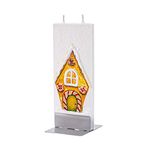 Flatyz Christmas Candles Gingerbread House Design - Flat, Decorative, Hand Painted Candle Gifts for Women or Men - 6 inches