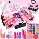 MarckersHome Kids Makeup Set, Real Washable Non-Toxic Makeup Set With Eye Shadow, Lipstick, Nail Polish, Blush, Great Cosmetic Beauty Kit Birthday For Girls Aged 4 5 6 7 8 9 10