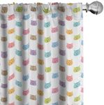 Ambesonne Cat Window Curtains, Colorful Pattern of Faces Boys Girls Design Domestic Pets Meow, Lightweight Decor 2-Panel Set with Rod Pocket, Pair of - 28" x 84", Aqua Multicolor