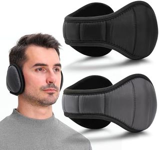 Eyegla Winter Ear Muffs For Men Behind The Head Earmuffs Women Adjustable Ear Muffs Foldable Ear Warmers Black/Gray,2Pack