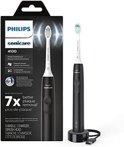 Philips Sonicare 4100 Rechargeable Electric Toothbrush, with Pressure Sensor, 2 Intensity Settings, SmarTimer and QuadPacer, 14-Day Battery Life, Black, Model HX3681/24