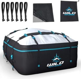 Car Rooftop Cargo Carrier Bag -15 cuft Waterproof Car Roof Bag, Car Top Carrier Without Roof Rack, Vehicle Cargo Carriers for Luggage Incl Storage Bag, Non-Slip Mat, 6 Door Hooks - 19 & 23 cuft Avail