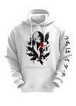 crazymonk Cotton Naruto Itachi Uchiha Unisex Anime Regular Fit Hooded Sweatshirt- White, Xl