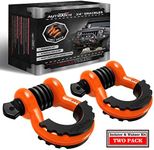 Autmatch Shackles 3/4" D Ring Shackle (2 Pack) 41,887Ib Break Strength with 7/8" Screw Pin and Shackle Isolator & Washers Kit for Tow Strap Winch Off Road Towing Jeep Vehicle Recovery Orange & Black