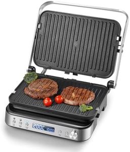 AMZCHEF 4-in-1 Electric Grill, Panini Press grill, Waffle&Sandwich Toaster - Opens 180° with 4 Non-stick Coated Plates - Adjustable Temperature, LED Indicator, Cool Touch Handle, 2000W - Silver
