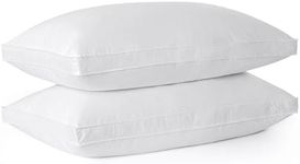 Goose Feathers and Down Pillows, Pillows Queen Size Set of 2, Organic Cotton Cover,Gusseted Hotel Collection Bed Pillow for Back, Stomach or Side Sleepers