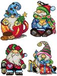 Crafting Spark Counted Cross-Stitch Kit on Plastic Canvas with Christmas Gnomes. Fabulous Scene 3.74x4.72 inches 138CS. Perfect for Art & Needlework Amateurs