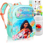 Disney Moana Backpack Set for Girls, Kids - Bundle with 12" Moana Backpack with Water Bottle, Tattoos, More | Disney Moana Backpack Set for Kids