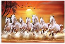 Seven Lucky Running Wild Horses Wall Art Animal Posters Canvas Poster Bedroom Decor Sports Landscape Office Room Decor Unframe-style12x18inch(30x45cm)