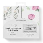 TotAha Premium Stretchy Crib Sheets (2-Pack) - Hypoallergenic, Silky Comfort, Buttery Soft, Calming Effect, All-Season Jersey-Knit Sheets, 9'' Extra Deep Pocket (Pink Buds & Green Leaves)