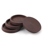 4PCS Furniture Caster Cups, 2.5inch Round Furniture Coasters Rubber Furniture Feet Chair Leg Caps Non Slip Furniture Pads Floor Protectors for Bed Cabinet Sofa Chair Table Piano (Brown)