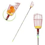 Suwimut Fruit Picker Tool, 8FT Extendable Fruit Picker Pole with Large Twist-on Basket, Length Adjustable Gardening Tools Fruit Catcher Tree Picker for Picking Peach, Mango, Apple, Pear, Orange