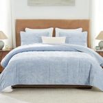 Hansleep Velvet Quilt Queen Size, Luxury Bedspread Bedding Set, Ultra Soft Coverlet Oversized for Bed, Lightweight Comforter with 2 Matching Pillow Shams for All Season, 90"x92", Light Blue