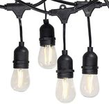FRIDEKO HOME Waterproof Outdoor String Lights - 12Ft Commercial Grade Patio Lights Heavy Duty Light String Hanging Light Fixture with 11W S14 Bulbs for Deckyard Garden Porch Party Decor