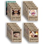 Soulabiti 20 Wanted One Piece Posters A4 Size (8.3 X 11.7 Inches) Luffy Gear 5 3 Billion Poster, Straw Hat Crew, Gold Roger, Shanks - Paper