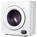 Euhomy Compact Laundry Dryer, 2.65 cu ft Front Load Stainless Steel Clothes Dryers With Exhaust Pipe, 1400W, LCD Control Panel Four-Function Portable Dryer For Apartments, Home, Dorm, White