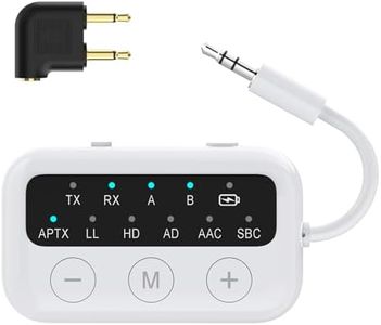 Émetteur Audio Bluetooth 2 en 1, Adaptateur Avion Bluetoot, 25H d'Autonomie Transmetteur Récepteur Jack 3.5mm, 2 en 1 Adaptateur Bluetooth pour Casque Bluetooth/Avion/Stéréo Domestique/Voiture