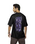 Bewakoof X Official Marvel Merchandise Men's Wakanda Forever Graphic Print 100% Cotton T-Shirt - Oversized Fit, Round Neck, Half Sleeves