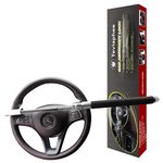 Tevlaphee Steering Wheel Lock For Cars,Car Steering Wheel Lock,Vehicle Anti-Theft Lock,Adjustable Double Hook Universal Fit Emergency Hammer Window Breaker Self Defense Heavy Duty Secure (Black)