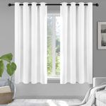 Deconovo Blackout Curtains for Living Room, Room Darkening Curtain Panel for Bedroom, Thermal Insulated Window Curtain, 1 Panel, White, 52 W x 63 L Inch Long Curtain