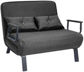 CROWNSHOP Folding Sofa Bed 4-in-1 Convertible Double Sofa Chair Bed with Adjustable Backrest and 2 Tufted Cushions Folding Sleeper Couch for Living Room Black