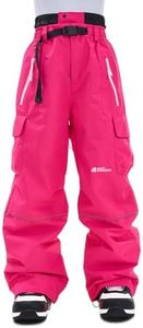 HIGH EXPERIENCE Snowboard Pants for Women Men Baggy Ski Pants Loose Warm Insulation Waterproof Windproof (Hot Pink, Small)