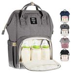 MUIFA Diaper Bag Multi-Function Waterproof Travel Backpack Nappy Bag for Baby Care with Insulated Pockets, Large Capacity, Durable (Grey)