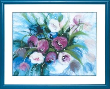 Wizardi Beginner Needle Felting Kit for Adults - Morning Tulips. Floral Felting Kit 12.4x9.45 Inches. Felting Tools. Wool Felting Supplies. Felt Crafts. Wool Felt. V-199C Charivna Mit