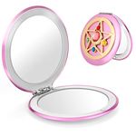 Makeup Compact Mirror, Handheld Travel Makeup Mirror Portable Double Sided Folding Makeup Mirror Small Pocket Mirror Gift for Women Girls